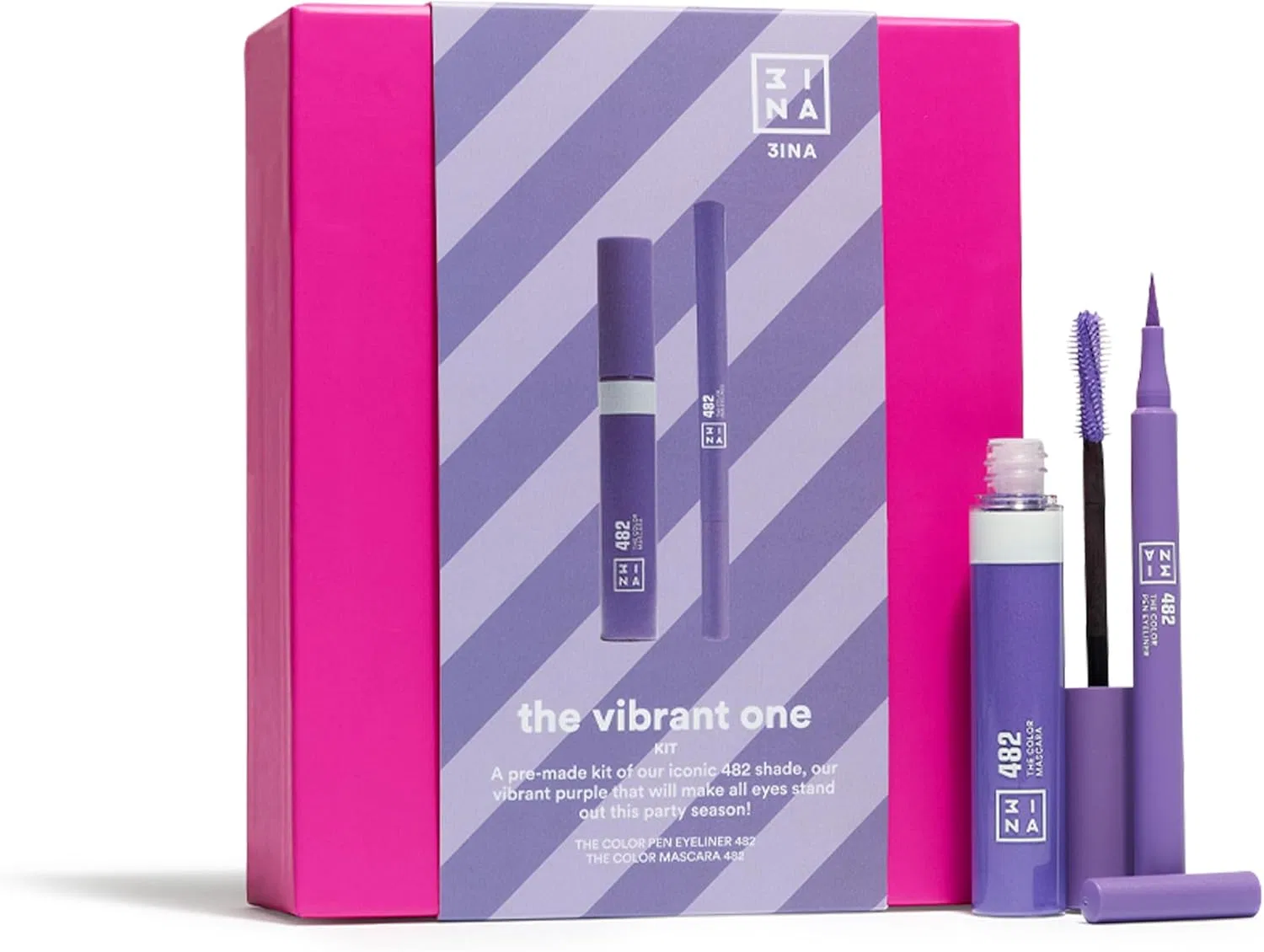 Набор для макияжа Perfect Purple Set 3INA: подводка 482 и тушь 482 фиолетовые