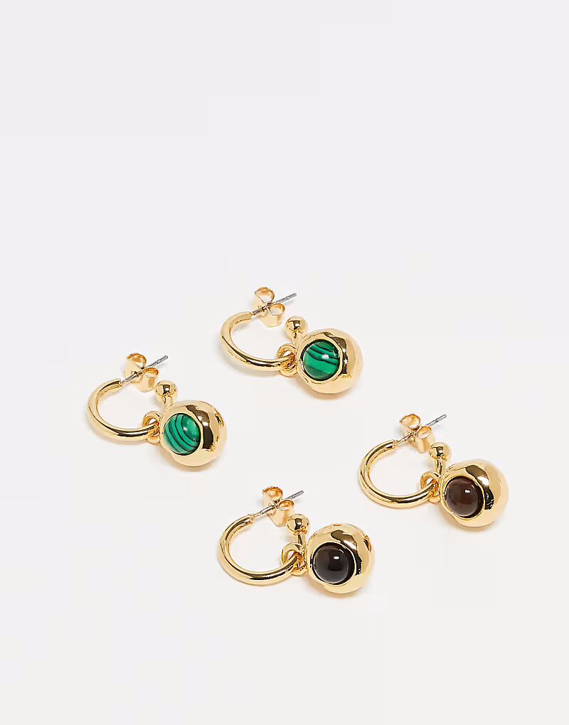 

Набор из двух серег-колец Erin с золотым покрытием 14 карат и подвесками из золота Topshop