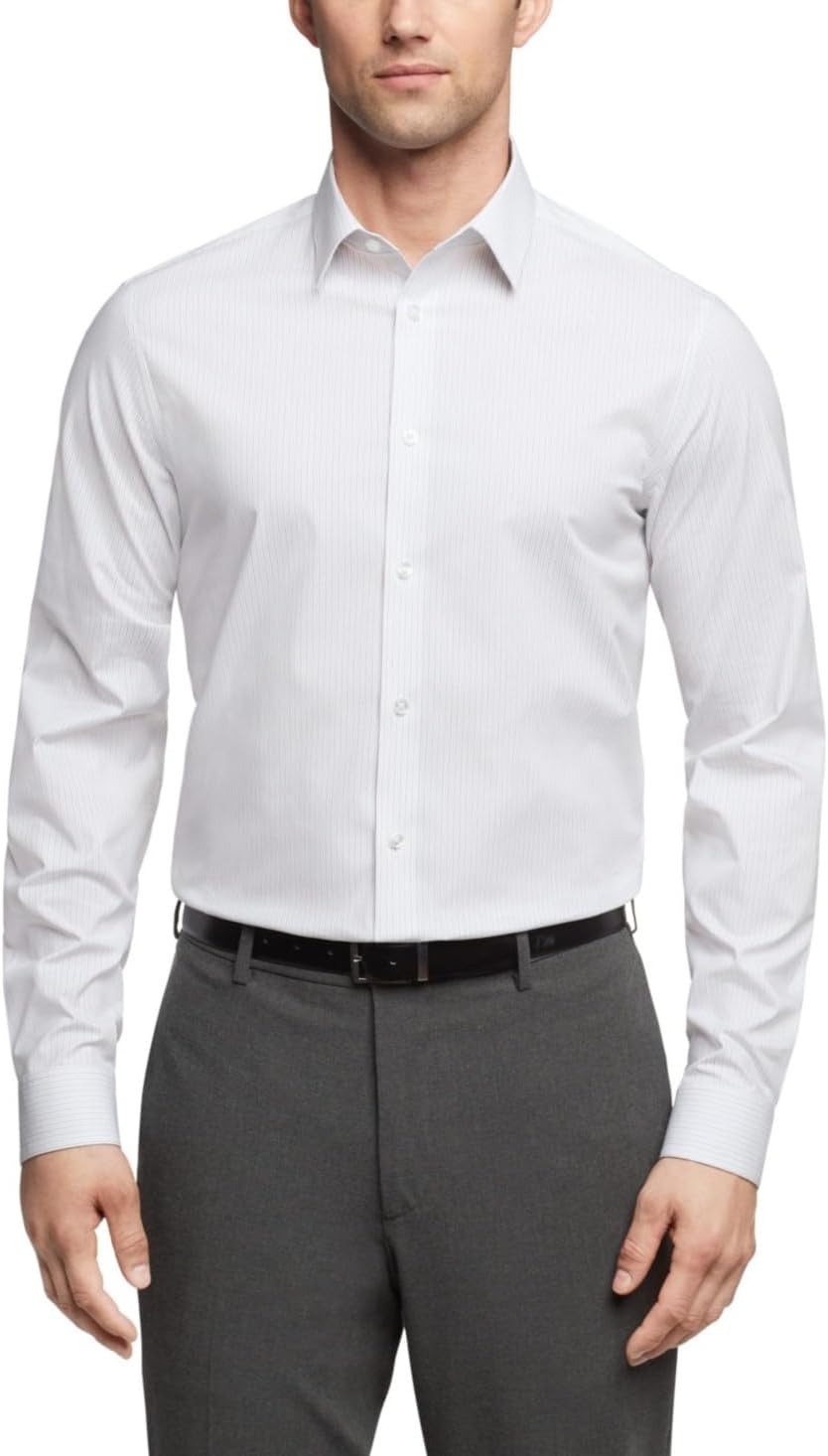 

Мужская рубашка Calvin Klein, классического кроя, нескользящая, в полоску, Grey