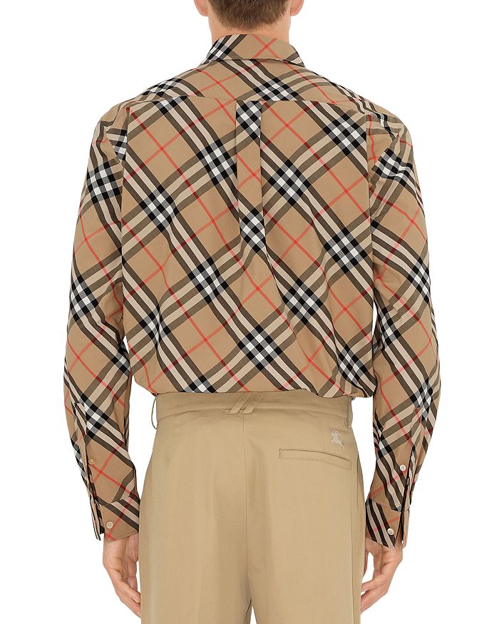 Рубашка Burberry Классическая хлопковая в клетку, стандартный крой, коричневый/бежевый — фото 4