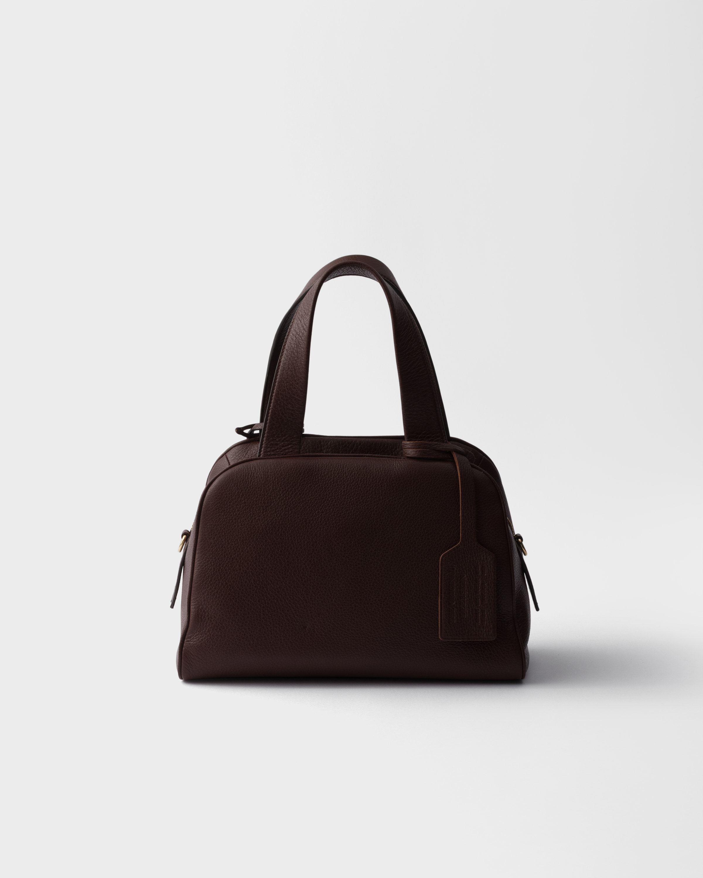 Средняя кожаная сумка с ручкой Prada, сиенна — фото 4