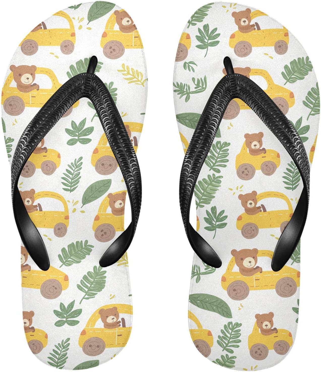 

Медведи Желтые Машины Зеленые Листья Пляжные Шлепанцы Летние Повседневные Сандалии для Женщин и Мужчин Душевые Туфли 20861769 Kfbe