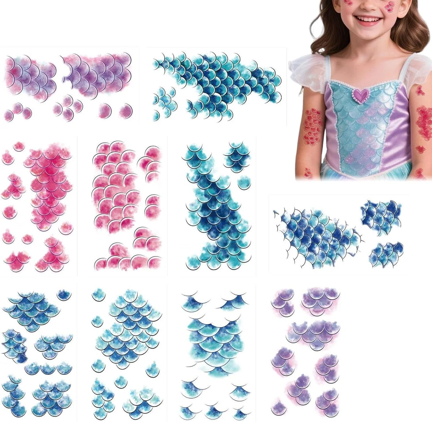 Водонепроницаемые наклейки на тело Fish Scale, Generic, 10 шт