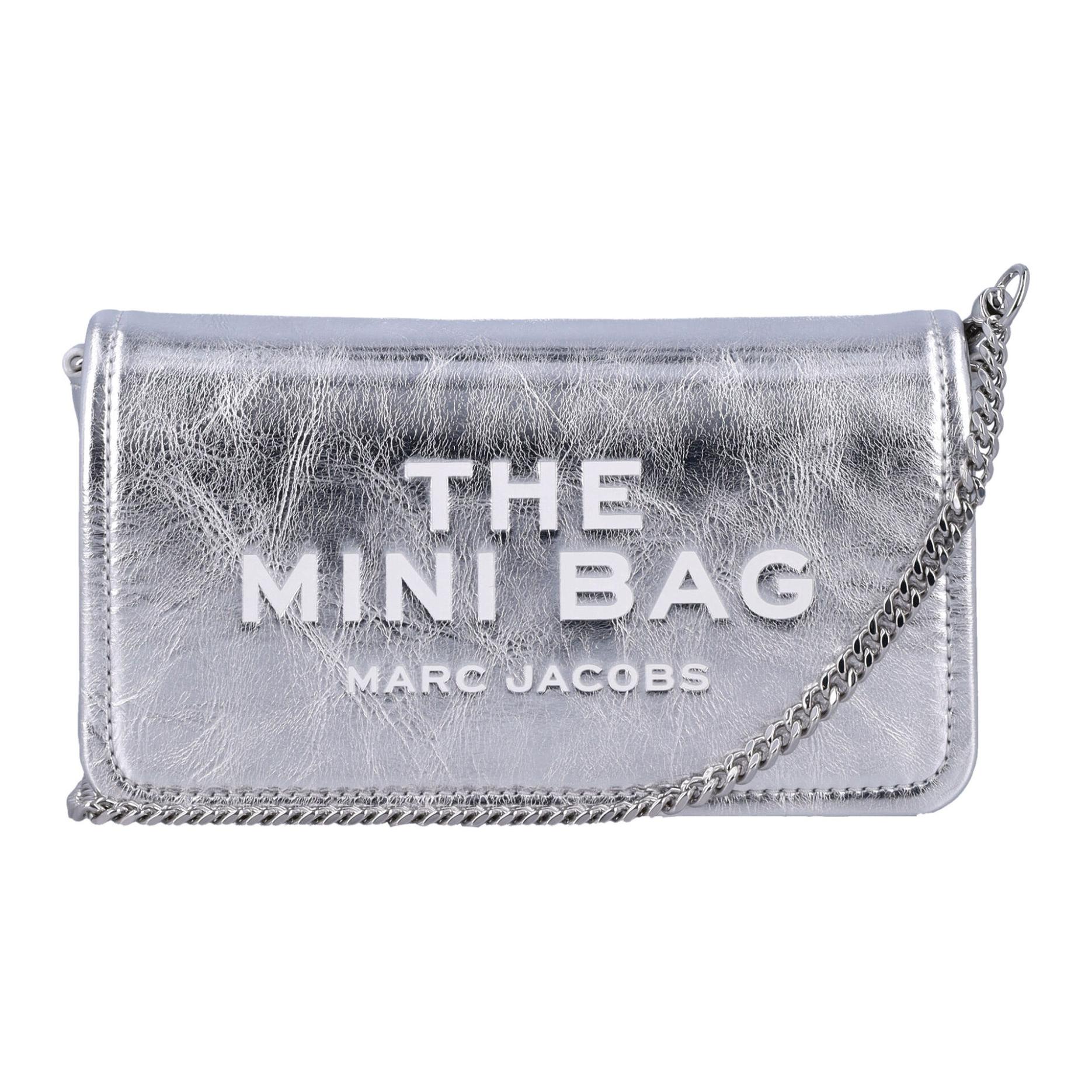 

MARC JACOBS Металлическая кожаная цепочка миниатюрная сумка через плечо серебристая