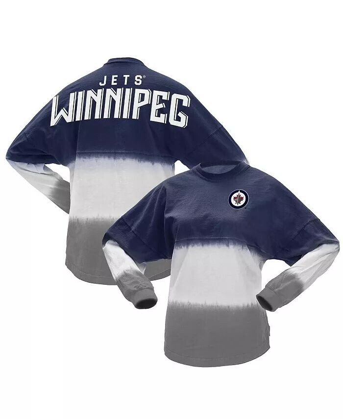 

Женская фирменная синяя, серая футболка Winnipeg Jets Ombre с длинным рукавом Fanatics
