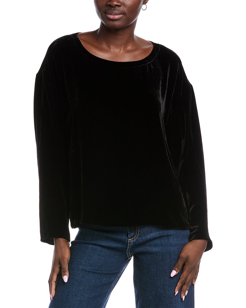 

Топ EILEEN FISHER с воротником-баской из бархата, черный