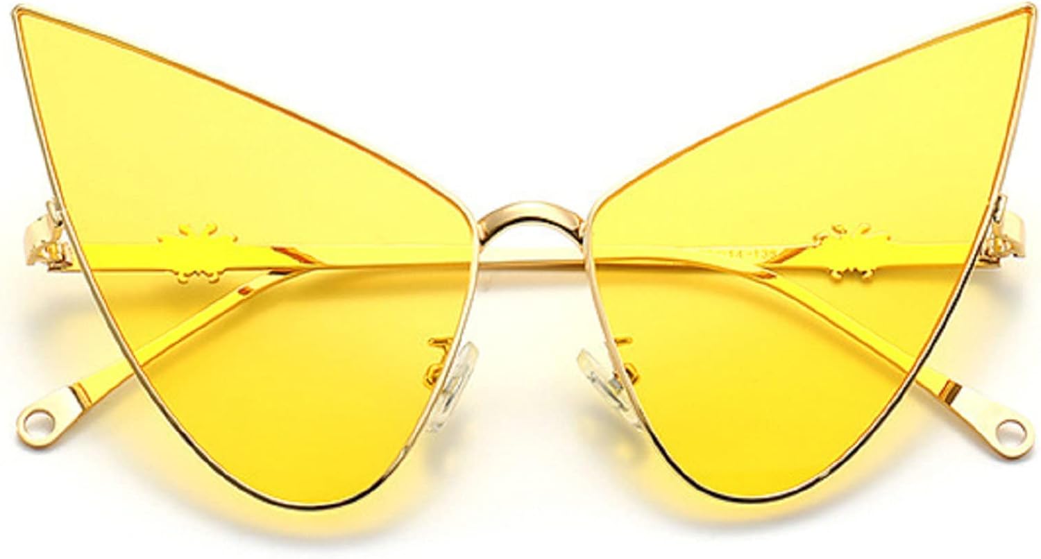 

Треугольные солнцезащитные очки для женщин, большие солнцезащитные очки «кошачий глаз», остроконечные очки для мужчин, очки для вечеринок и выпускных, очки в стиле Y2K mincl, Yellow