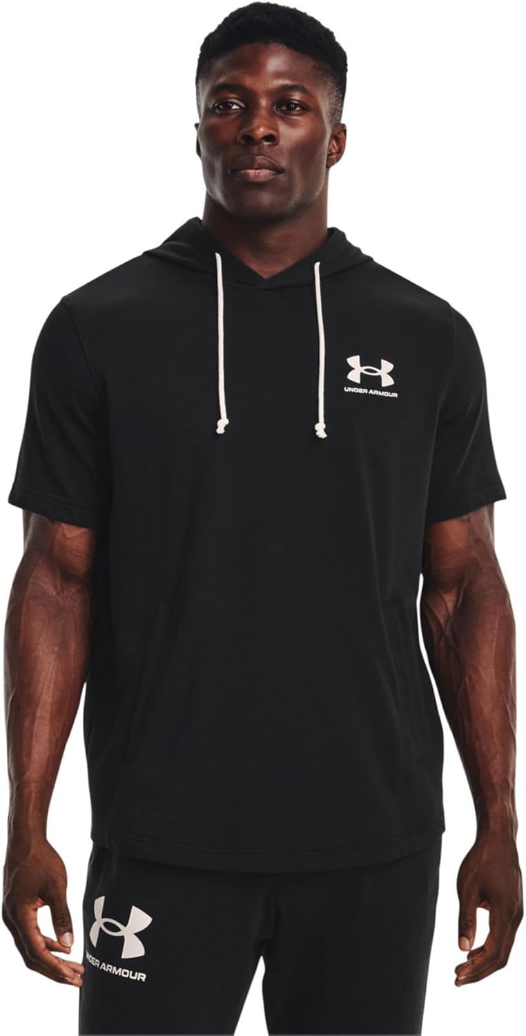 

Мужская тренировочная толстовка Under Armour UA Rival Terry LC SS HD 1370396 2024SS , худи, толстовка, белый/черный