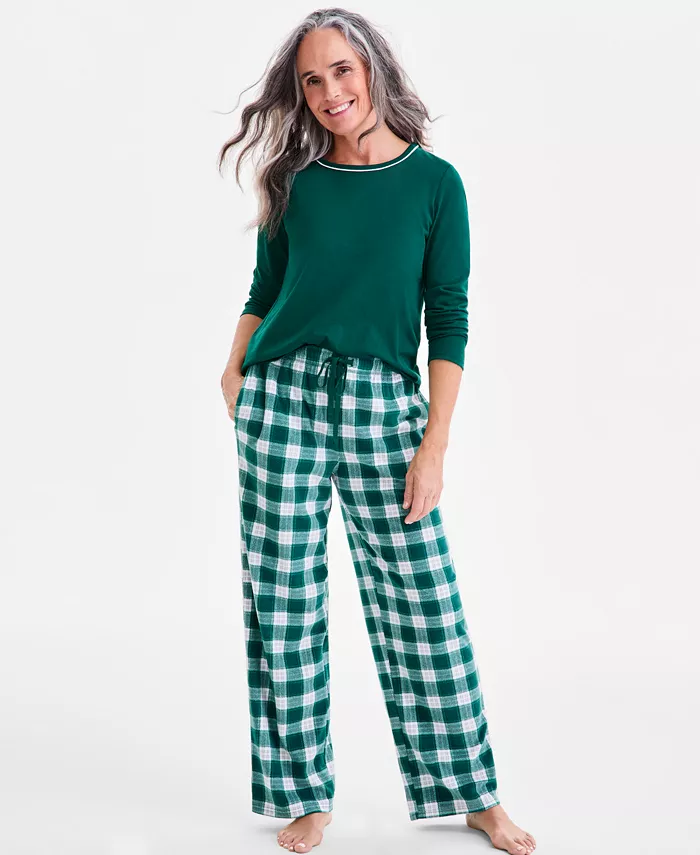 

Женские пижамные брюки из флиса с принтом, созданные для Macy's Charter Club, зеленый