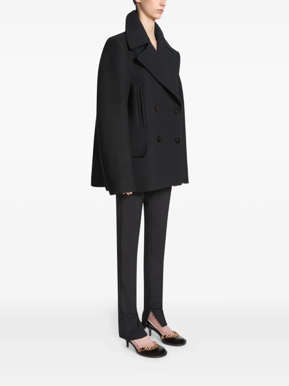 Двубортный пиджак из смесовой шерсти Dries Van Noten, черный — фото 3