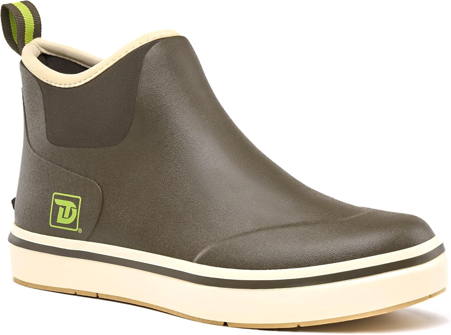 

Мужские ботинки Trudave Mens Deck, водонепроницаемые резиновые рыболовные дождевые ботинки, противоскользящие короткие ботинки до щиколотки для рыбалки и лодочных прогулок на открытом воздухе, размер 5-14, коричневый