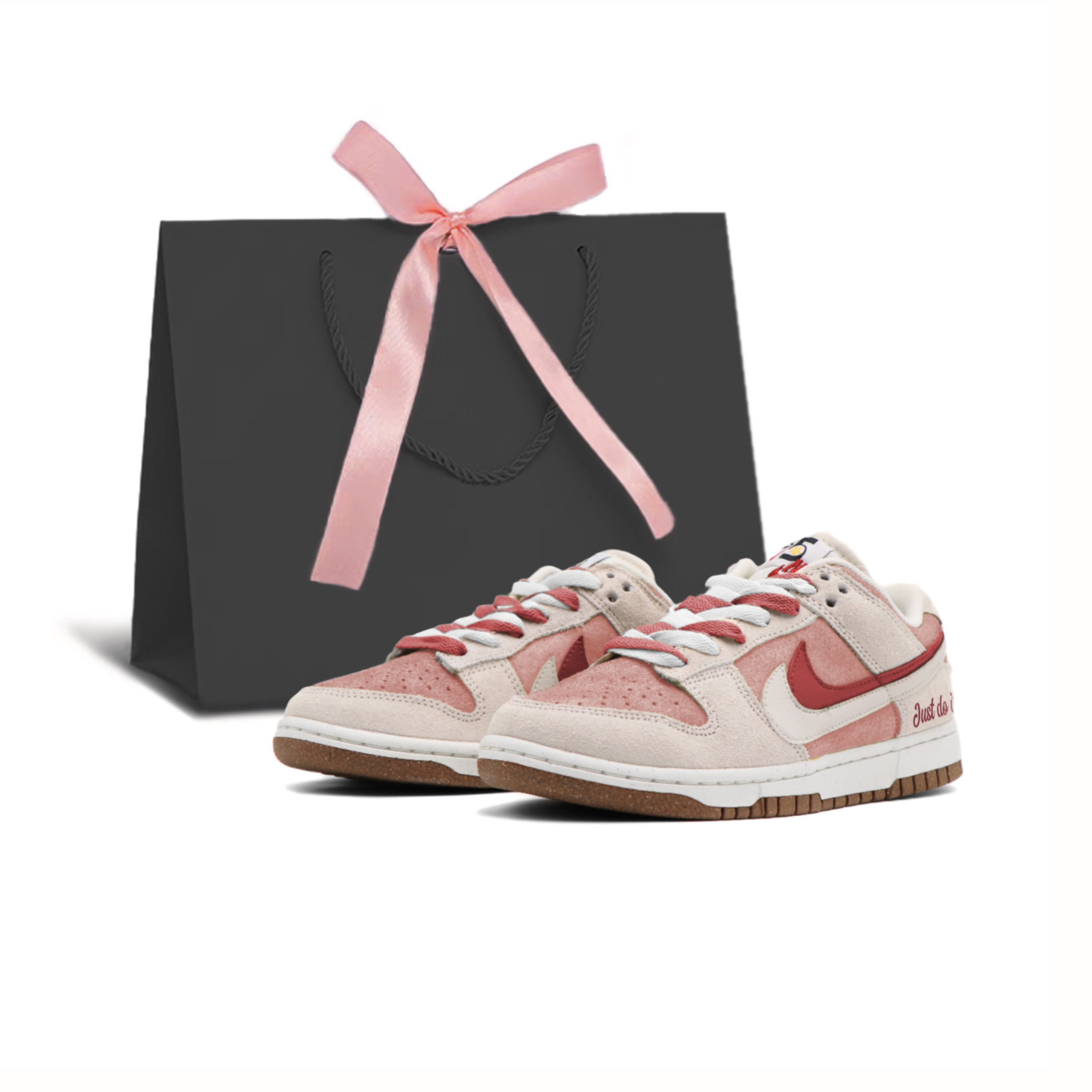 

Кроссовки Nike Dunk Skateboarding Shoes Women's Low-top Beige/red/white, коричневый