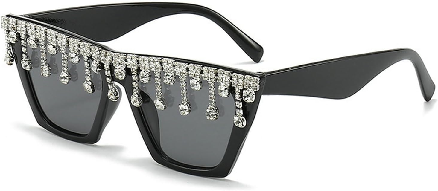 

Солнцезащитные очки «кошачий глаз» с подвеской из кристаллов и лавровых камней, женские солнцезащитные очки с кисточками, мужские солнцезащитные очки в стиле панк, женские солнцезащитные очки laureles, Black Grey