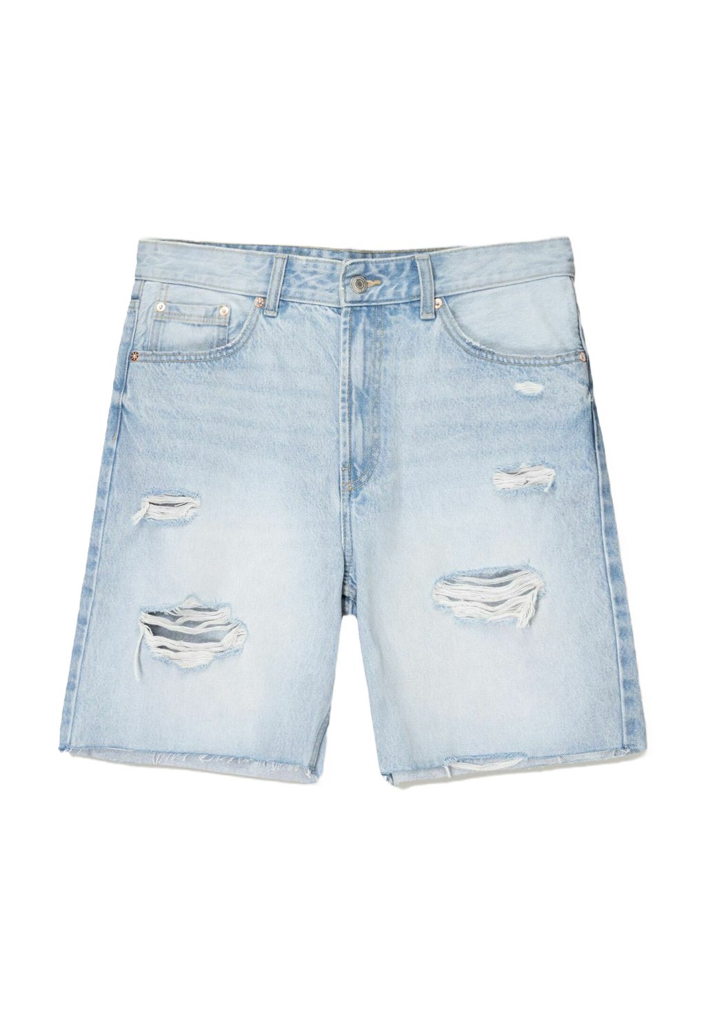 

Джинсовые шорты RIPPED - BERMUDA Bershka, светло-голубой