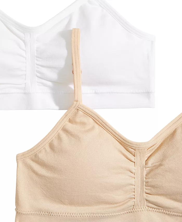 2 упаковки бесшовных плиссированных бюстгальтеров для девочек Little & Big Girls Maidenform, коричневый/бежевый — фото 3