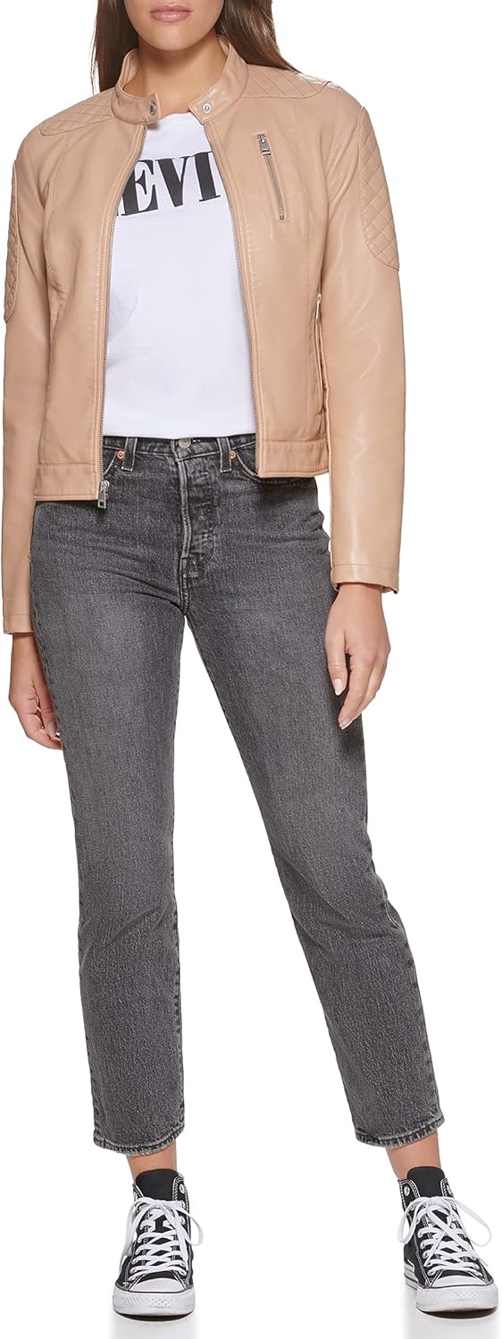 Женская куртка Levi's из искусственной кожи, коричневый — фото 3