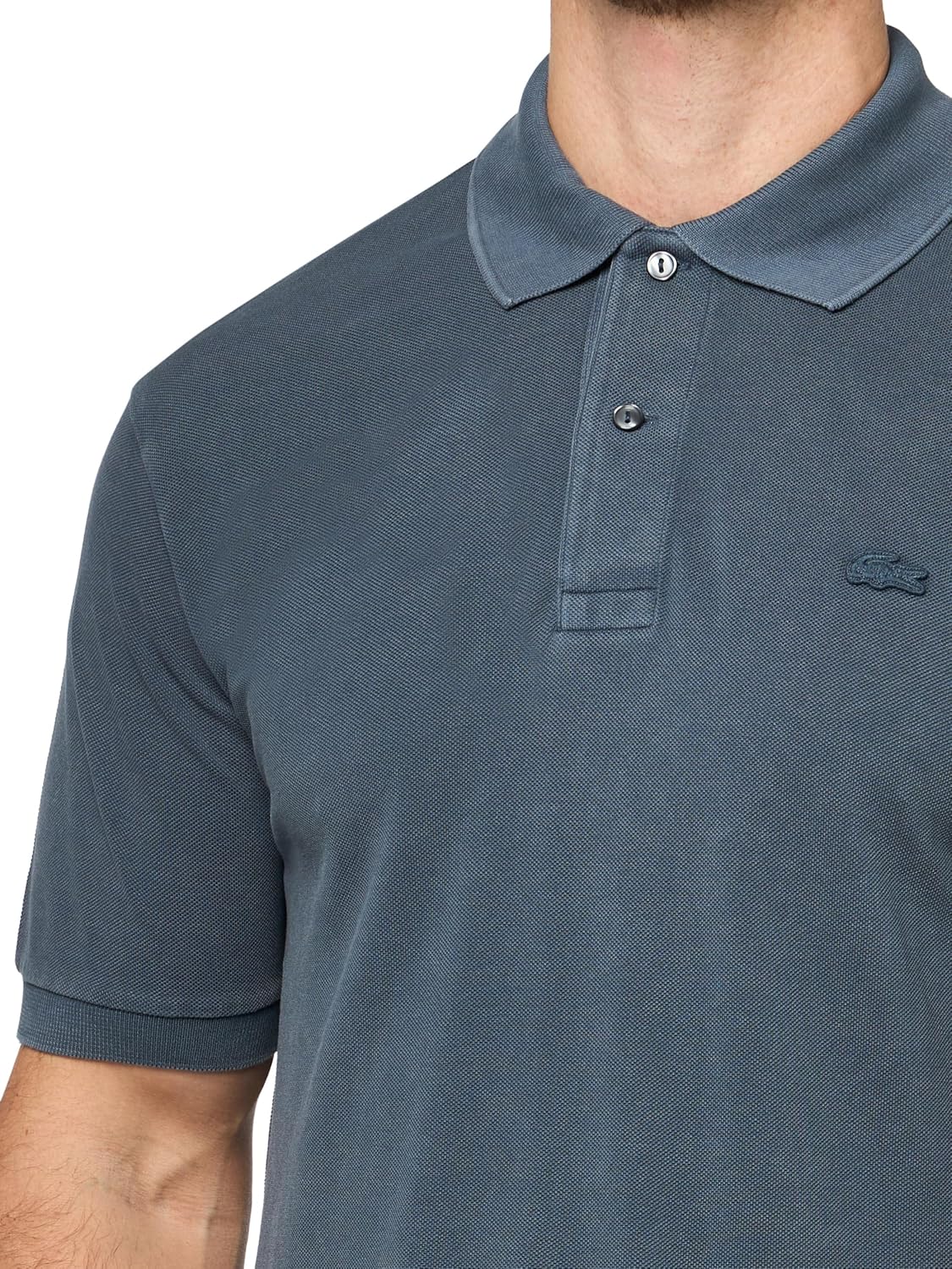 Lacoste мужская короткая рукав стираная поло, Dark Navy Blue — фото 3