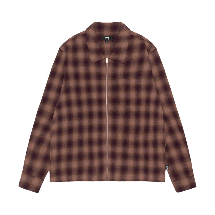 

Рубашка Stussy Zip Twisted Yarn Plaid Shirt, коричневый