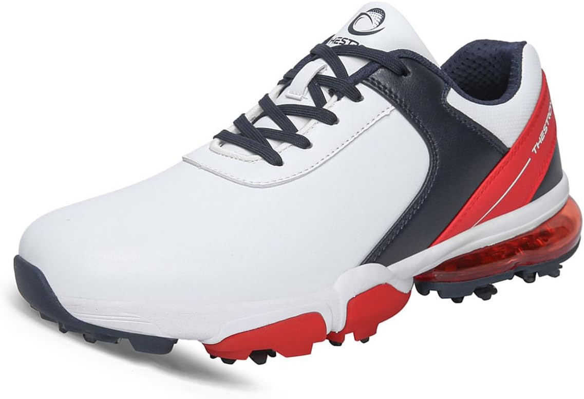 

Водонепроницаемые гольф-кроссовки с шипами для мужчин, спортивная обувь для фитнеса, уличная противоскользящая обувь для гольфа и прогулок Omcam, красный