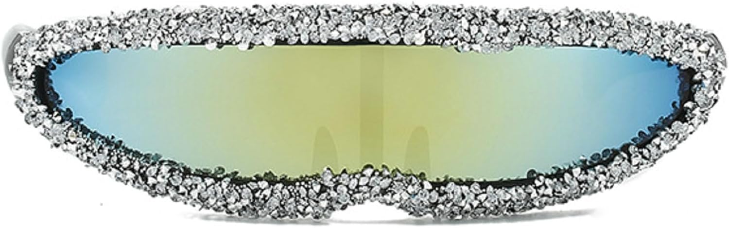 

Солнцезащитные очки со стразами для женщин, цельные солнцезащитные очки, солнцезащитные очки с бриллиантами для мужчин, модные очки в стиле ретро-панк 2000-х и 90-х годов mincl, Colorful