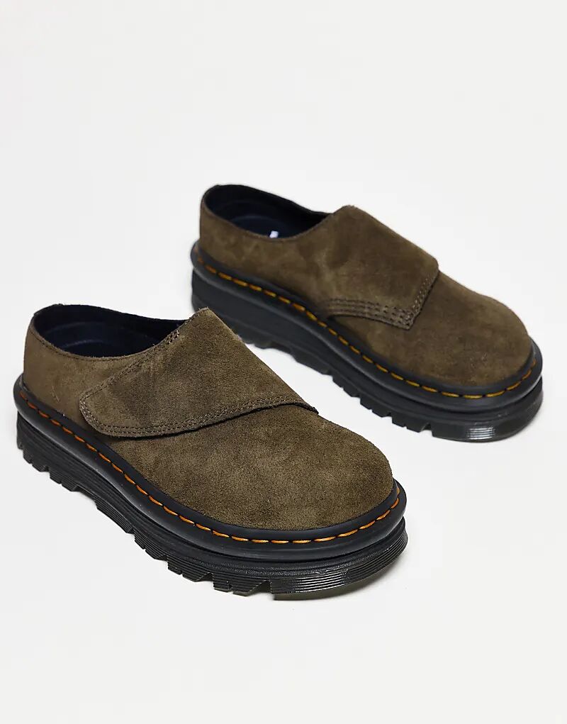 Туфли-мюли Dr Martens Unisex ZebZag Anywair Mule оливкового цвета — фото 2