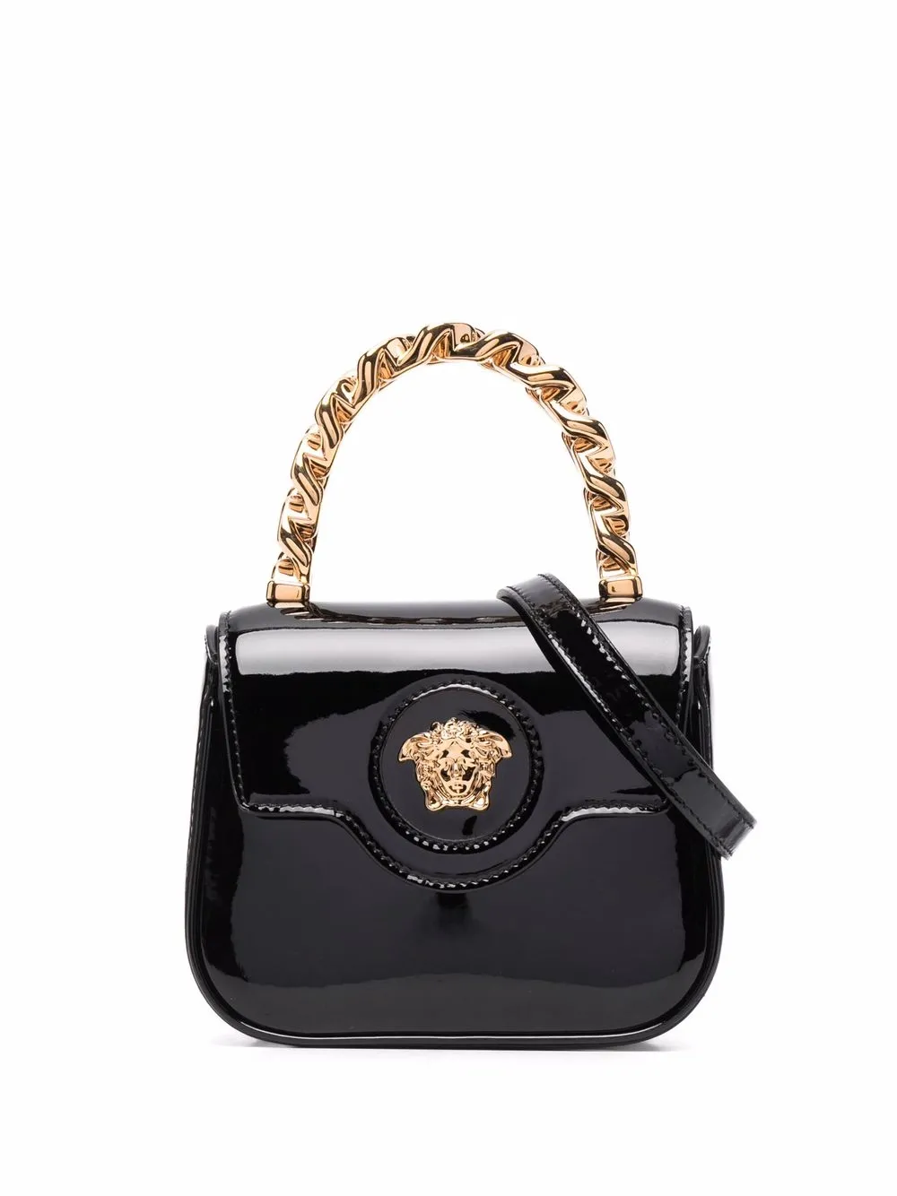 

Лакированная мини-сумка La Medusa VERSACE, черный