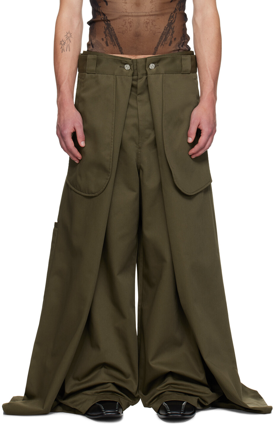 

Брюки Shayne Oliver Edition 'The Wrap' Jean Paul Gaultier, хаки