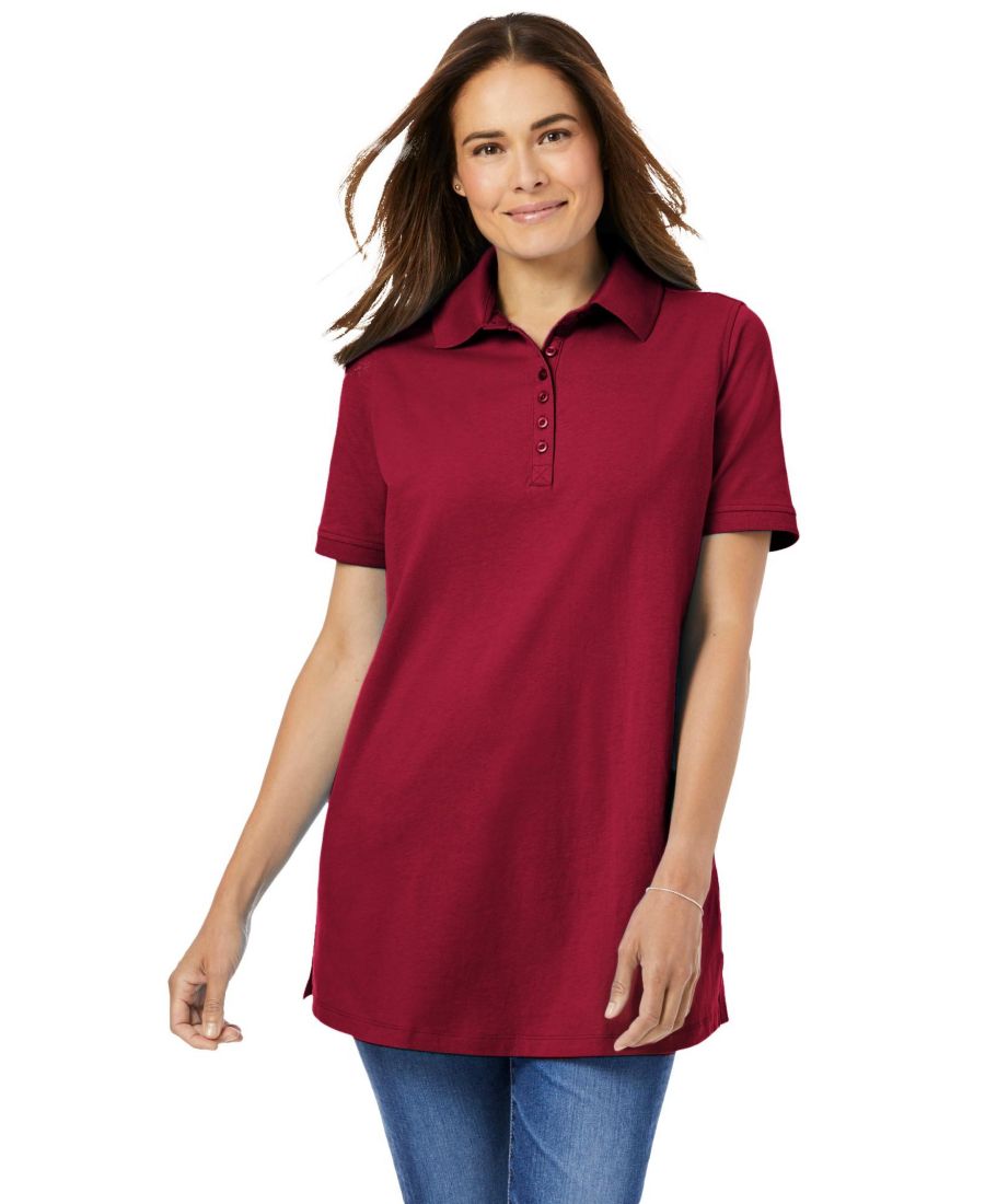 

Женская поло-рубашка больших размеров с коротким рукавом Woman Within, Classic red