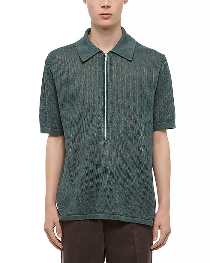 

Полузиповая льняная поло-водолазка Regular Fit Helmut Lang, зеленый