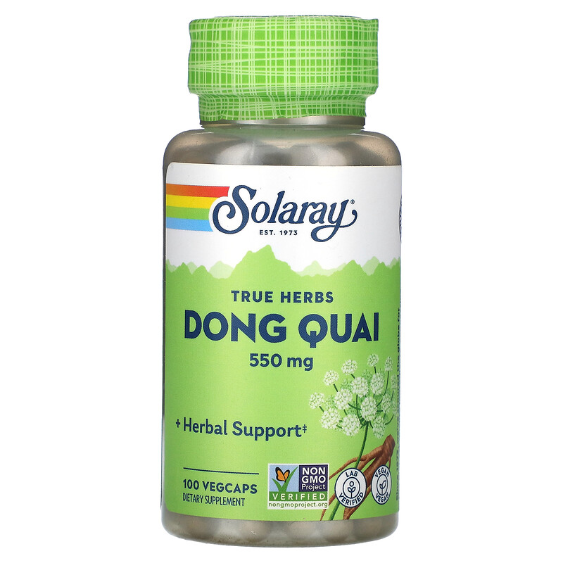 

Solaray, True Herbs, Dong Quai, 550 мг, 100 растительных капсул