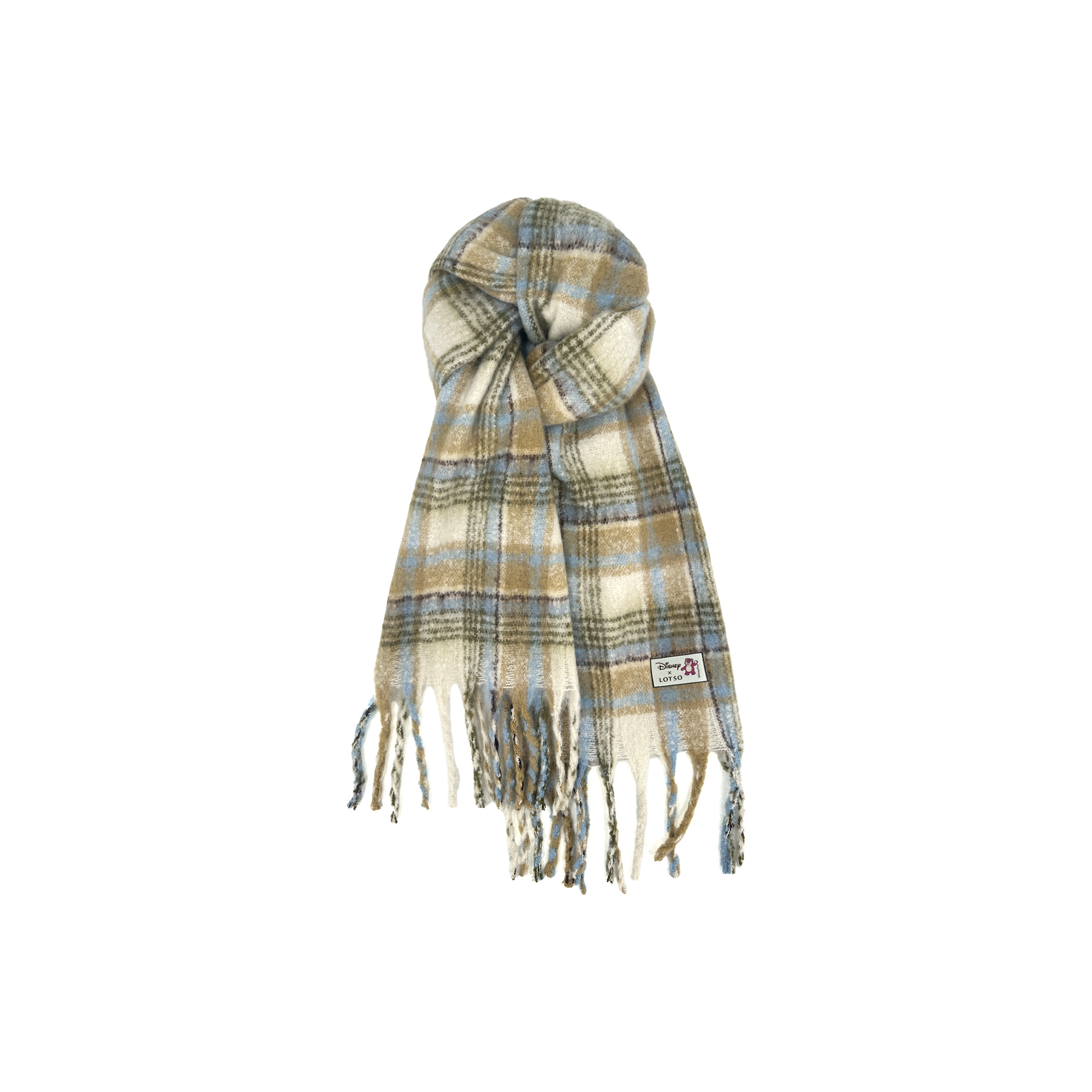 

Disney Полиэстеровый вязаный шарф унисекс, White Blue Plaid