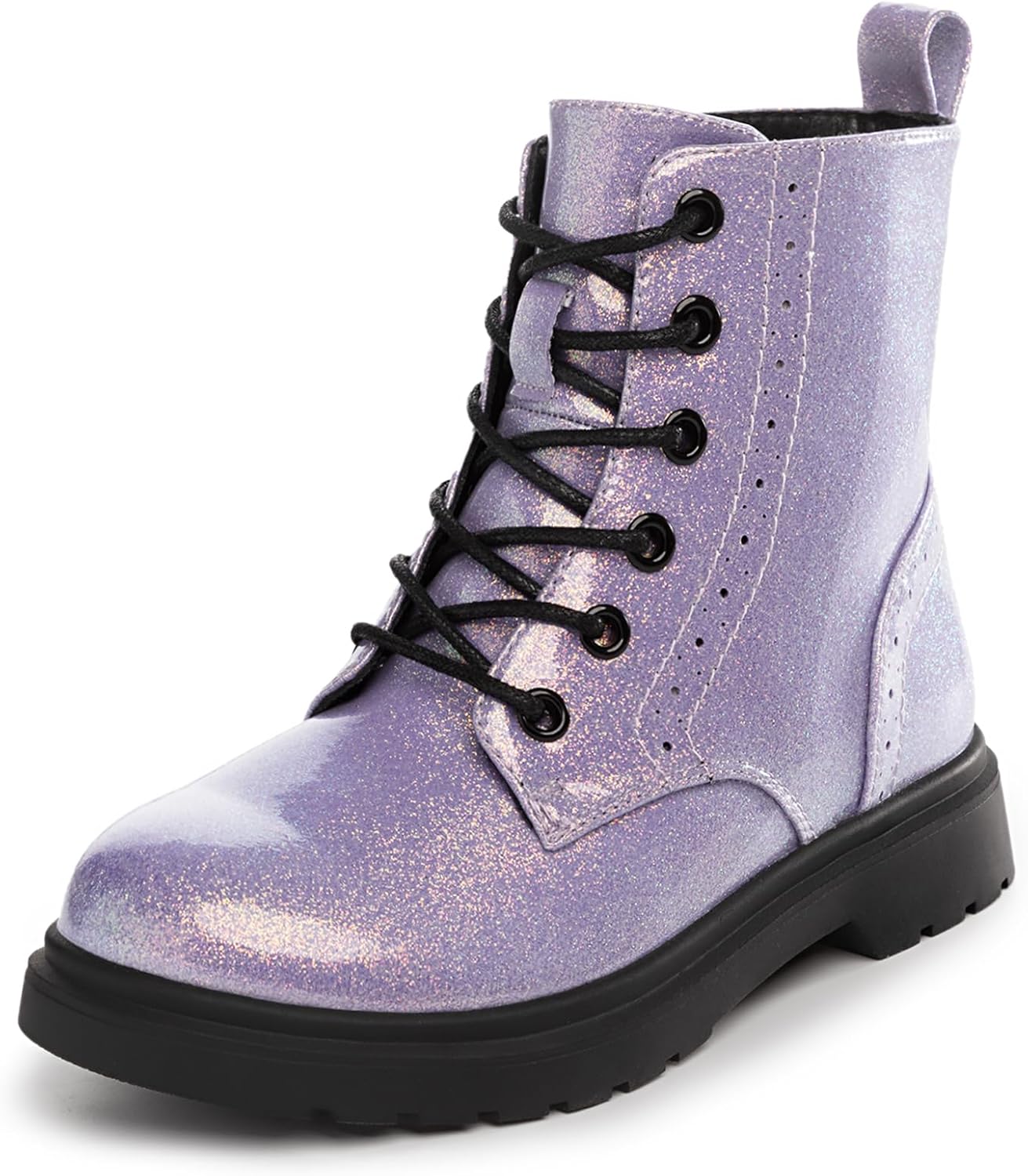 

Водонепроницаемые боевые ботинки Athlefit для мальчиков и девочек, на шнуровке с боковой молнией, ботильоны для малышей, детей младшего и старшего возраста, Purple