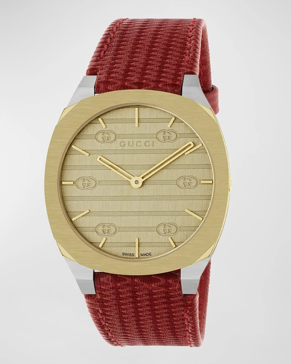 

Кварцевые часы 34 мм 25H с кожаным ремешком, красные Gucci