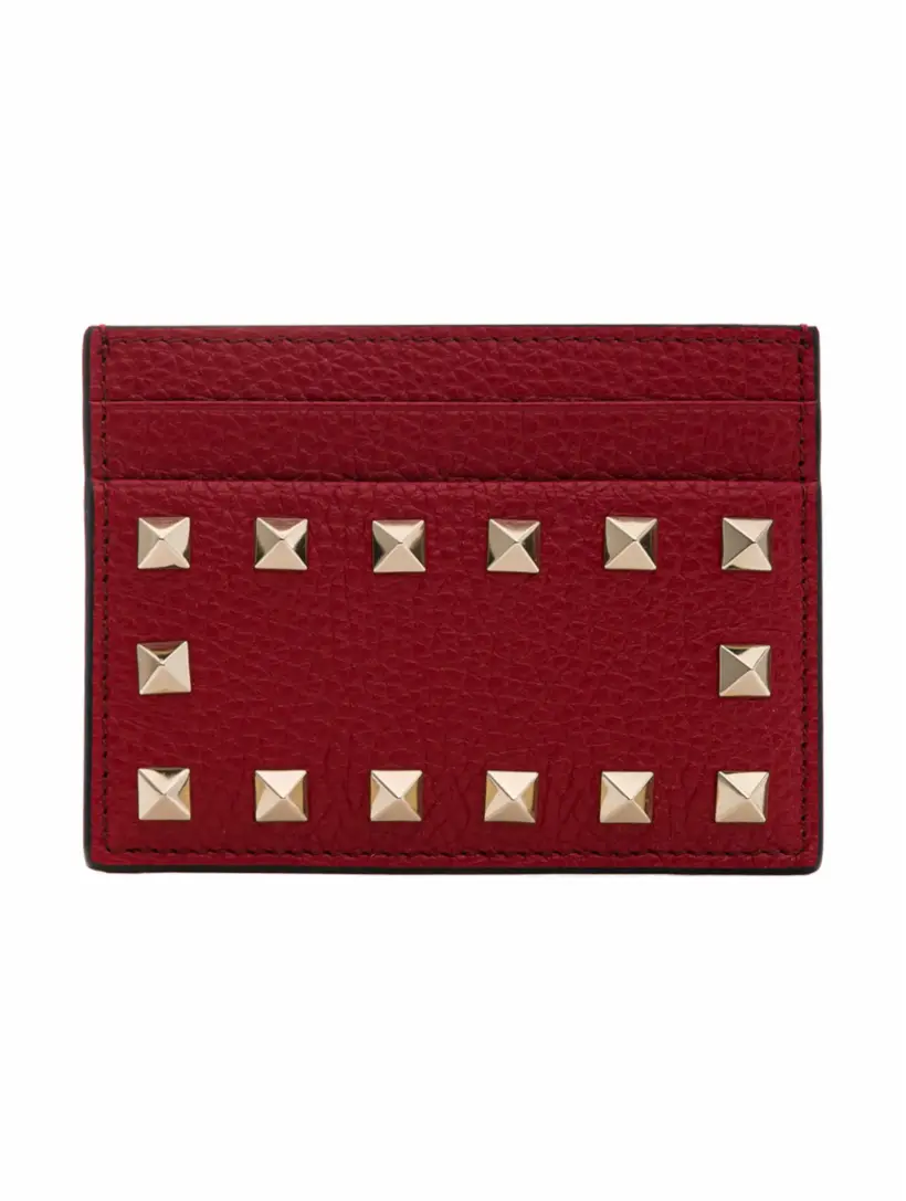 

Кожаная визитница Rockstud Valentino Garavani, красный