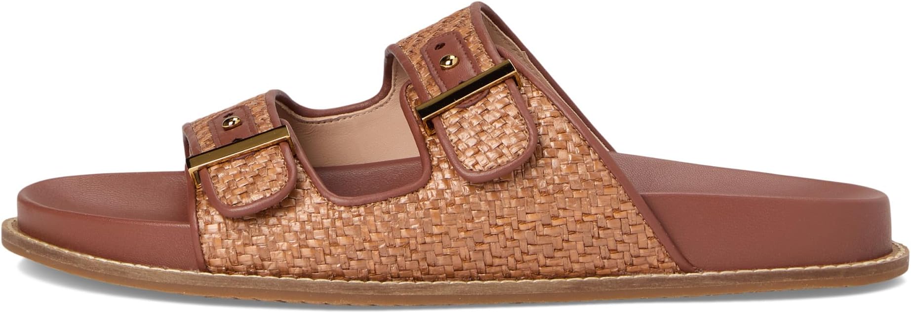 Сандалии Cole Haan Marisol Footbed Sandals, цвет Tan Raffia/Dark Cuoio Leather — фото 4