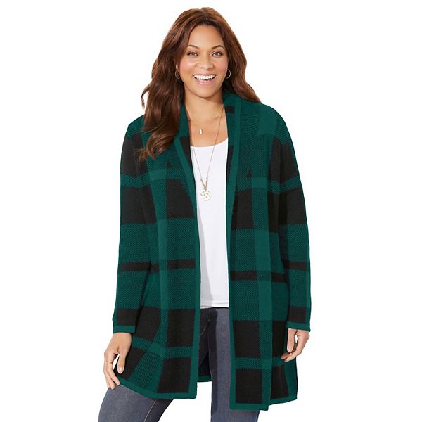 

Кардиган в деревенском стиле для женщин plus size petite Catherines, Emerald Black Buffalo