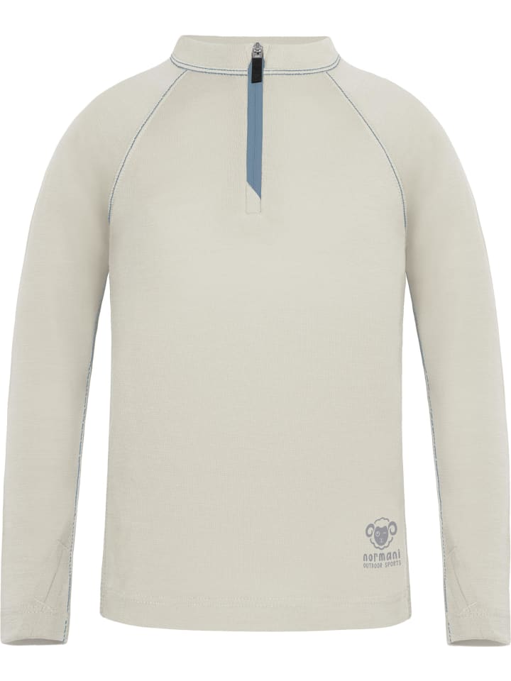 

Normani Outdoor Sports Детская футболка с длинным рукавом из мериносовой шерсти с молнией на четверть длины, модель Nyapari, цвет кремовый