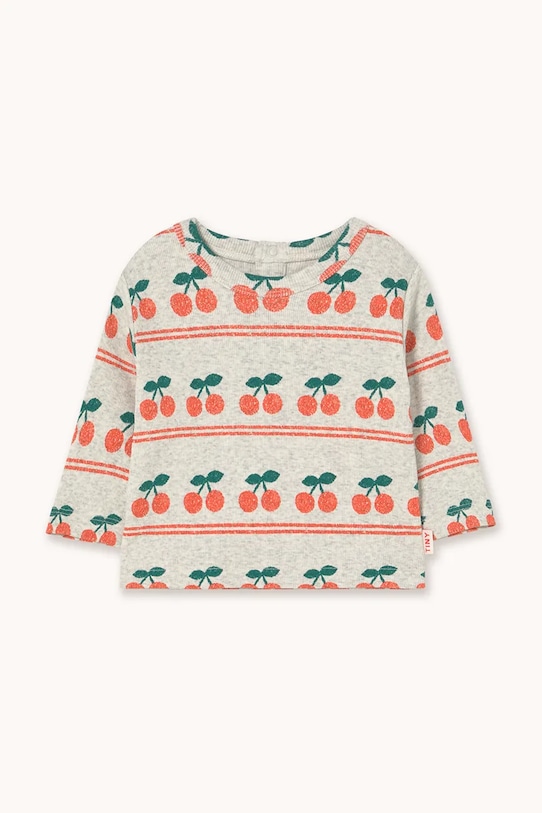 

Детская хлопковая футболка с длинным рукавом CHERRY PATTERN RIB BABY TEE Tinycottons, белый