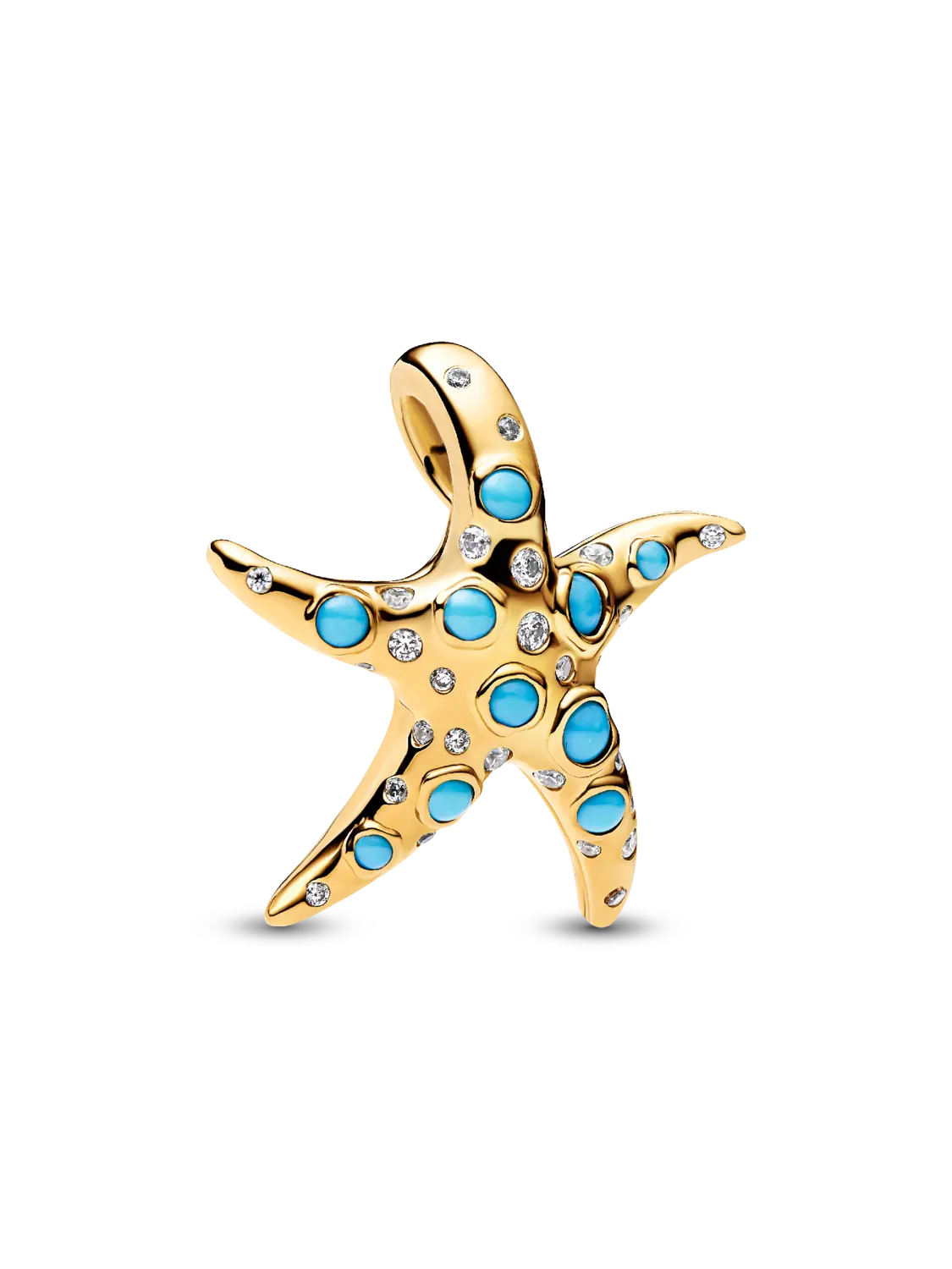 

Подвеска-шарм Сверкающая голубая морская звезда Pandora, 14-каратное золотое покрытие