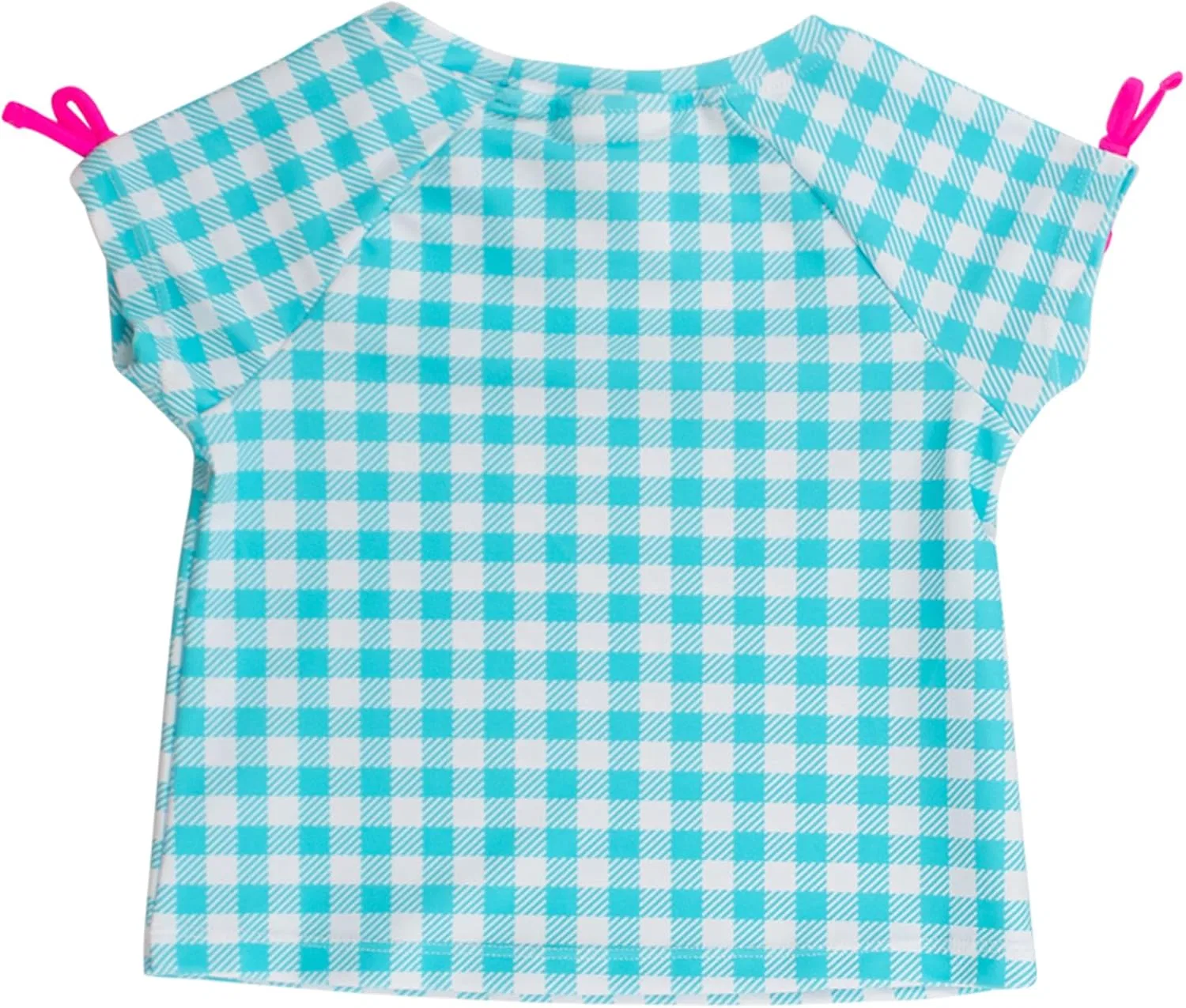 Детская активная футболка RuffleButs, Bright Aqua Gingham — фото 4