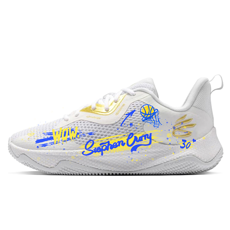 

Under Armour Баскетбольные кроссовки Curry Splash 3 с противоскользящей подошвой, износостойкие, мужские, белые, синие, желтые