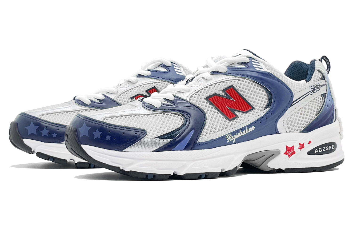 

Кроссовки NB 530 унисекс с низким верхом белые/синие/красные New Balance