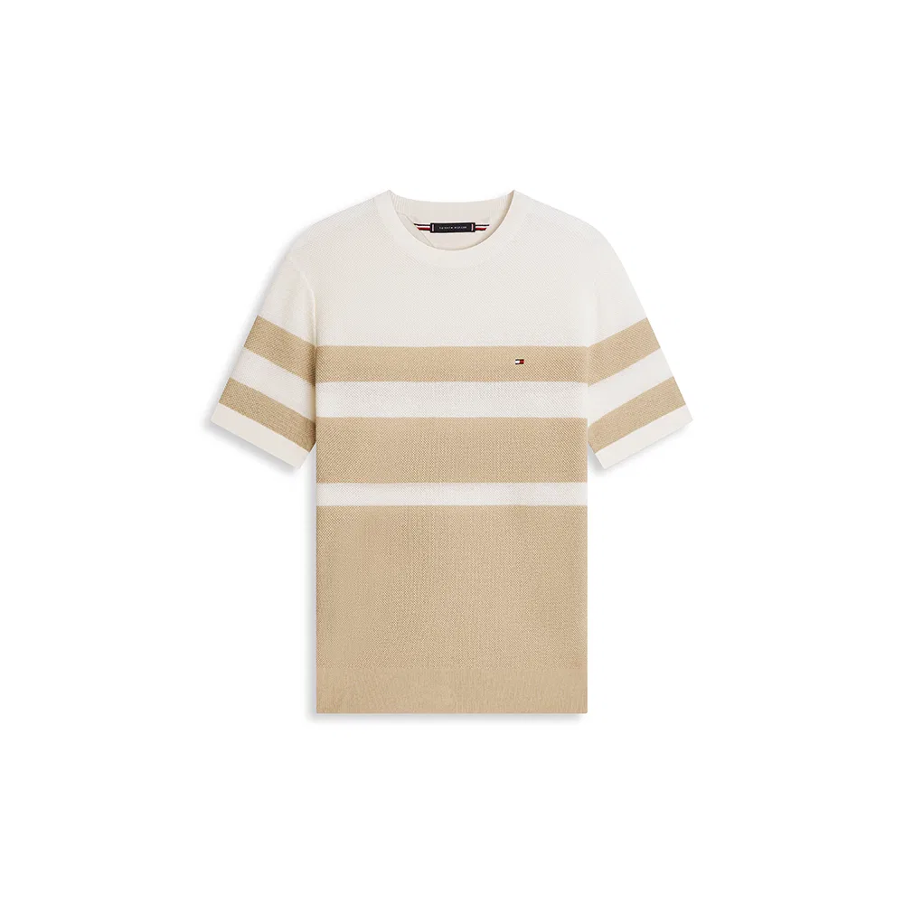 Мужской летний свитер с цветовыми блоками цвета кэмел от Tommy Hilfiger — фото 2