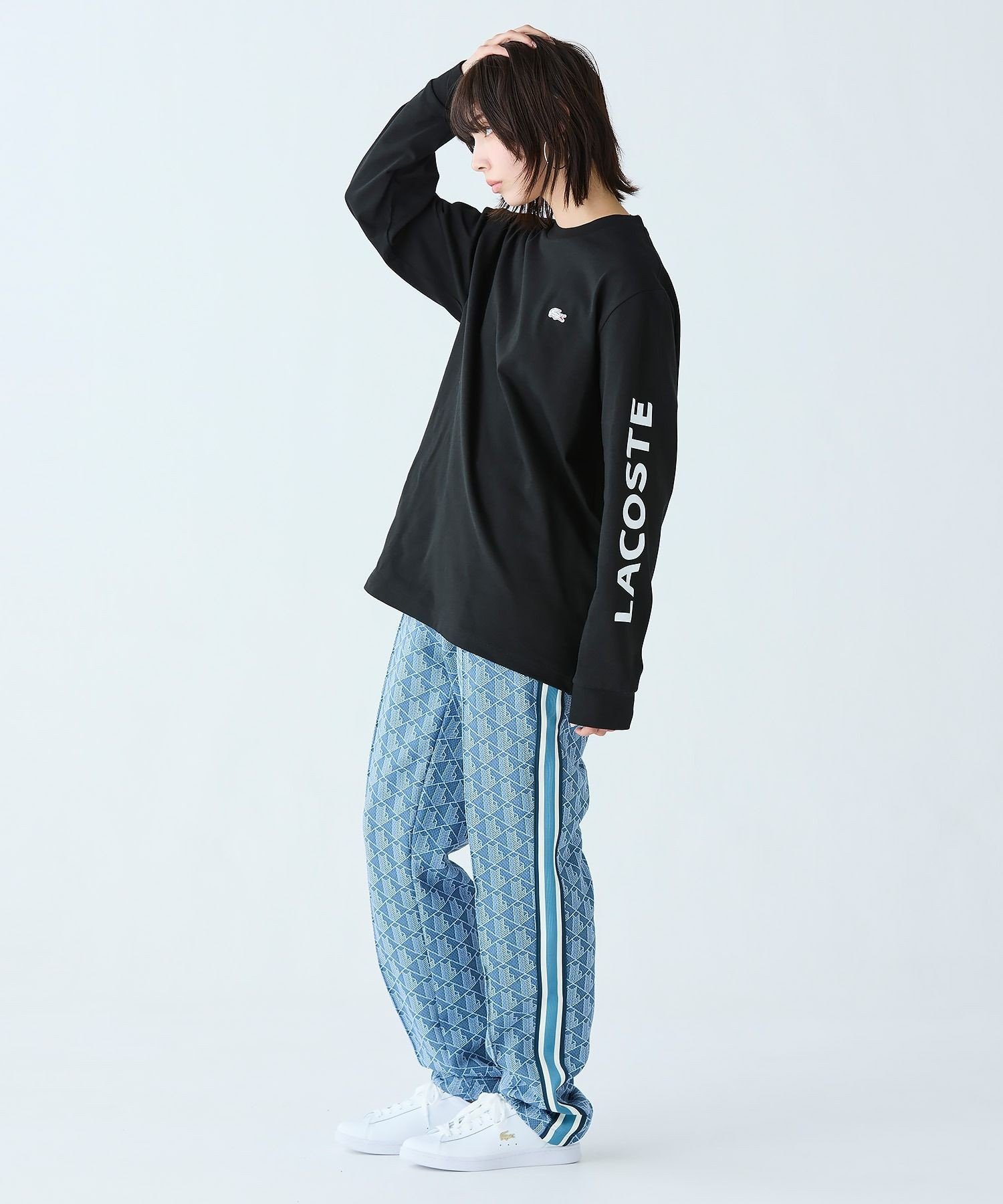 Футболка LACOSTE с длинным рукавом и принтом, Black — фото 4