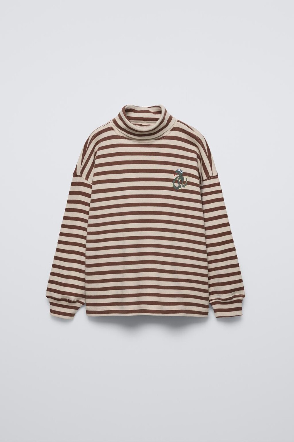 

Футболка с вышитым принтом в полоску и изображением змеиной кожи ZARA, розовый