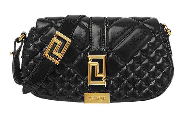 

Греческая богиня Мини-сумка через плечо из кожи коровы Женская Черная VERSACE
