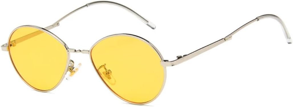 

Винтажные классические солнцезащитные очки в маленькой овальной оправе для женщин и мужчин, модные, роскошные, из сплава, с защитой от УФ-излучения UV400 VVTWSSW, Silver Yellow