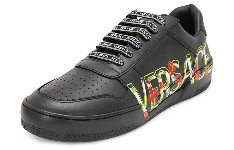 Кроссовки теннисные Versace с боковым логотипом, черный — фото 2
