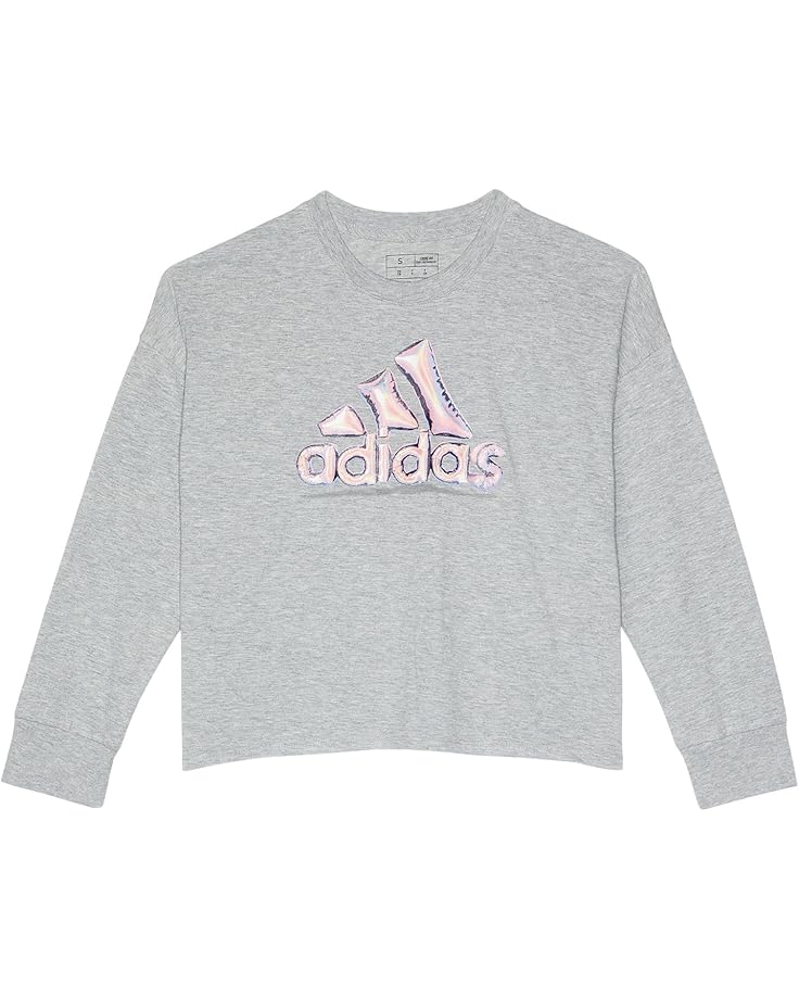 

Футболка adidas Kids Long Sleeve Waist Crew Neck Heather Tee(Big Kid), цвет Medium Grey Heather