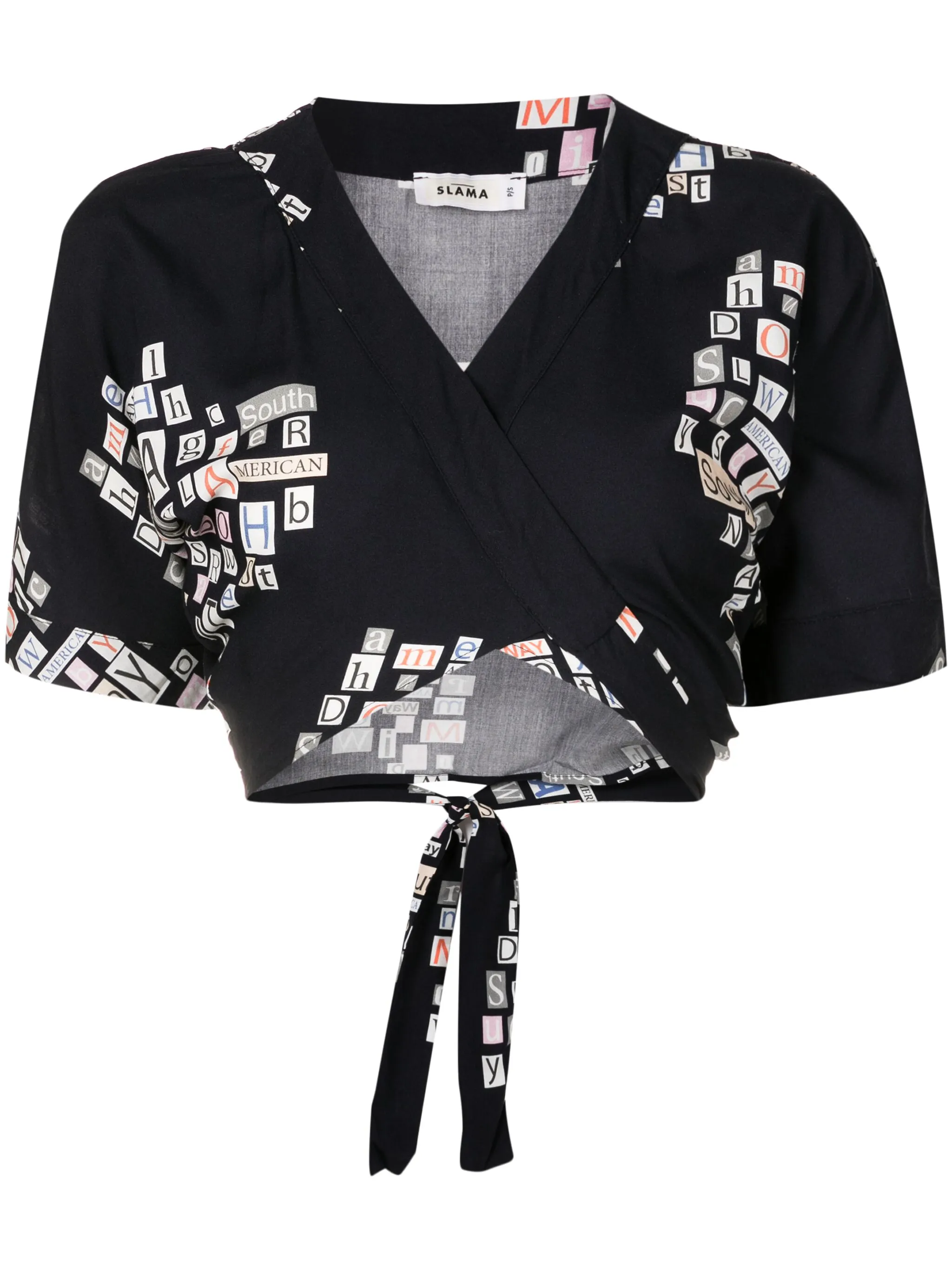 

Укороченный топ с графичным принтом Amir Slama, черный